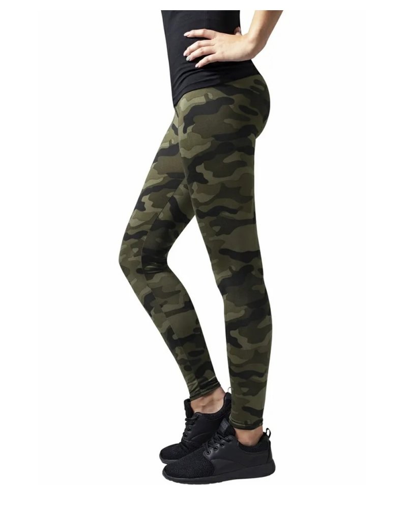 Leggings Femme URBAN CLASSICS camouflage kaki - vue de profil | SPECIALFORCE