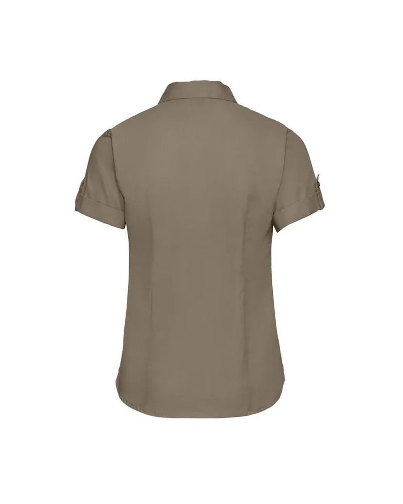 Chemisette Femme RUSSELL - beige - manches retroussables - vue de dos | SPECIALFORCE Chemisette Femme RUSSELL - beige - manches retroussables - vue de dos | SPECIALFORCE