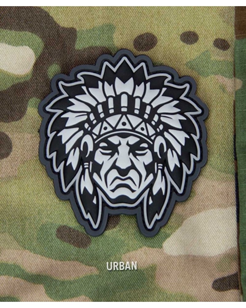 Morale Patch PVC "Native American Warrior Head" Urban Grey MIL-SPEC MONKEY | SPECIALFORCE