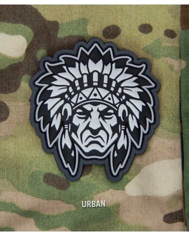 Morale Patch PVC "Native American Warrior Head" Urban Grey MIL-SPEC MONKEY | SPECIALFORCE