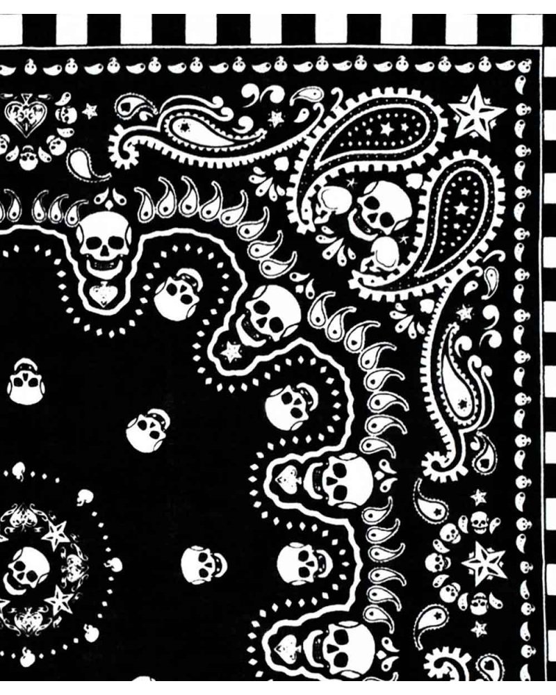 Bandana Noir Tête de Mort - zoom motifs Crânes et Volutes | SPECIALFORCE