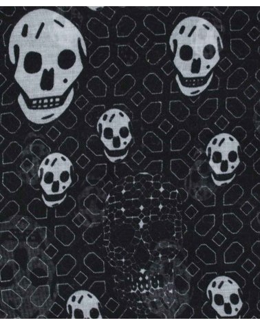 Foulard "Labyrinthe" noir - zoom motifs Crânes & Formes Géométriques | SPECIALFORCE