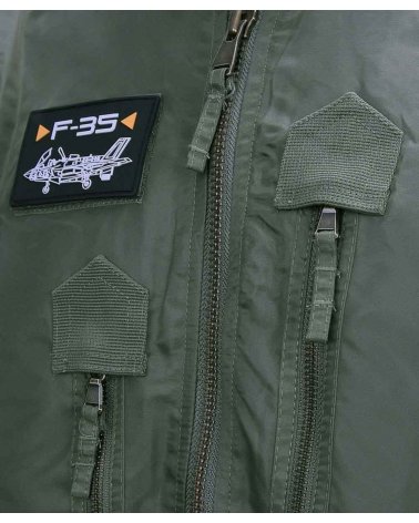 Blouson Bombers Homme FOSTEX "F-35" kaki - Zoom poitrine & Patch velcro 2 | SPECIALFORCE