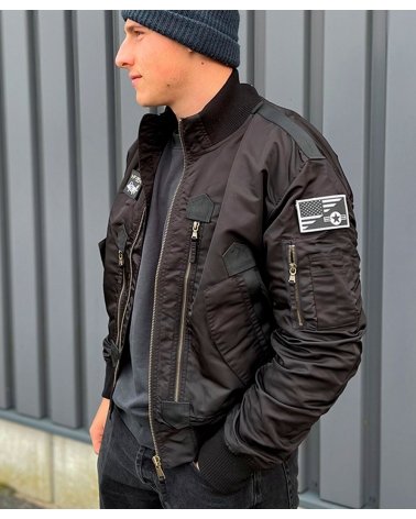 Blouson Bombers Homme FOSTEX "F-35" noir - zoom côté gauche | SPECIALFORCE