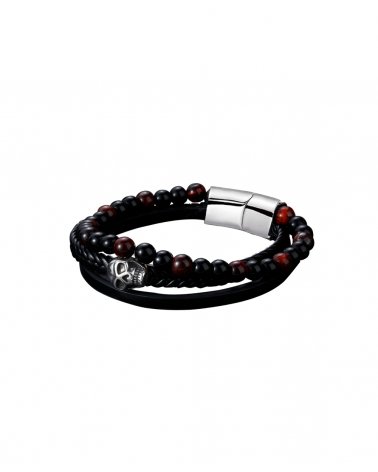 Bracelet Pierres & Cuir - coloris rouge | SPECIALFORCE