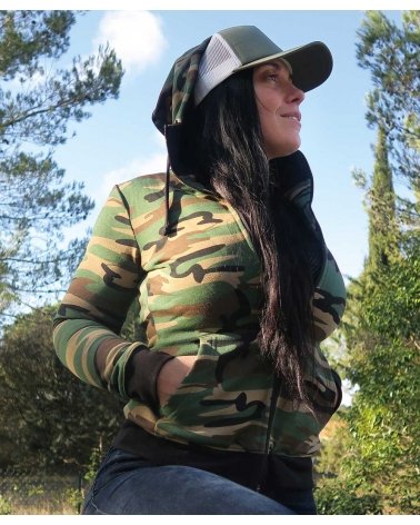 Sweatshirt Hoody Femme zippé Camouflage Forêt sur modèle | SPECIALFORCE