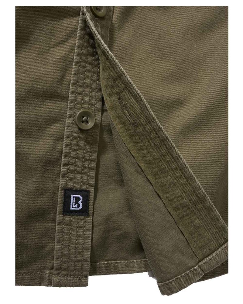 Chemise Femme Vintage Manches Longues BRANDIT - kaki - zoom bas de boutonnière| SPECIALFORCE Chemise Femme Vintage Manches Longues BRANDIT - kaki - zoom bas de boutonnière| SPECIALFORCE
