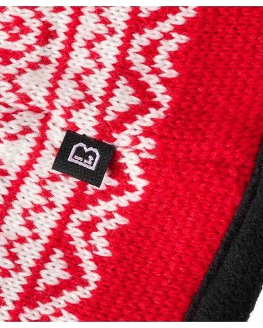 Bonnet Norvégien "Snow" BRANDIT - rouge - zoom motifs et ajustement élastique | SPECIALFORCE