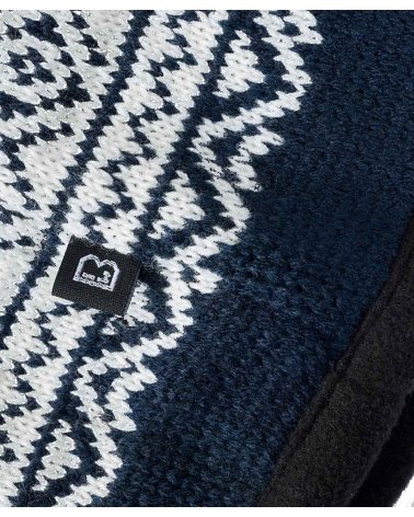 Bonnet Norvégien "Snow" BRANDIT - bleu - zoom motifs et ajustement élastique | SPECIALFORCE