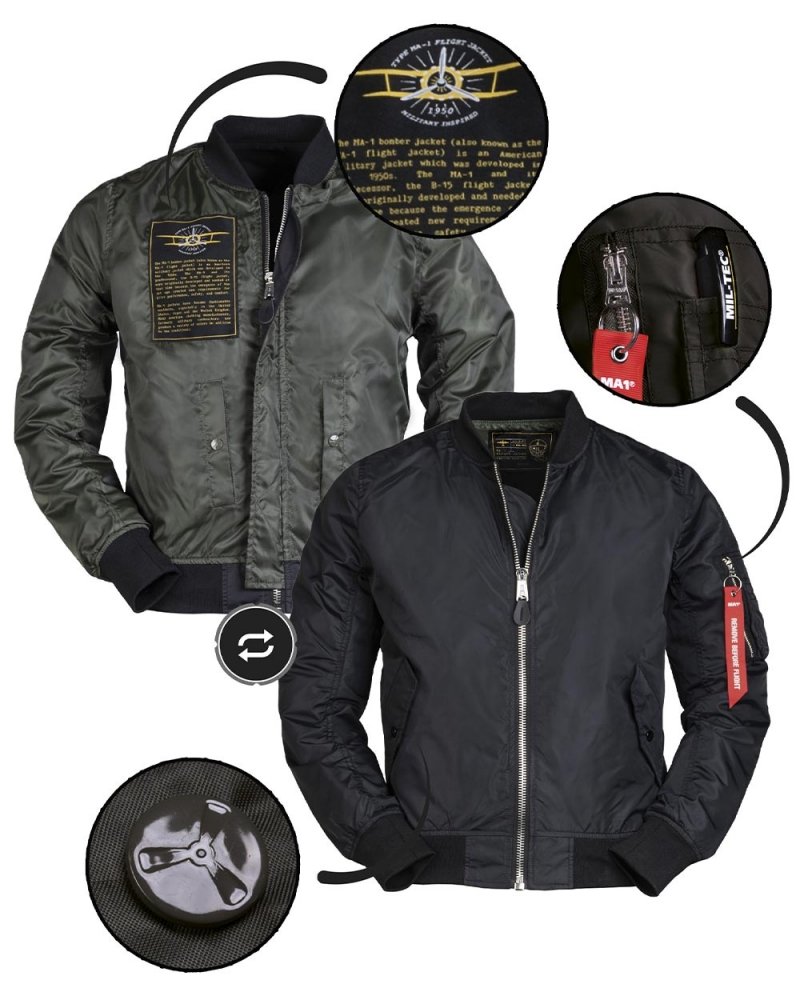 Blouson Bomber ÉTÉ MA1® Homme MIL-TEC - Coloris Noir - Zoom Doublure Réversible & Poche de Manche | SPECIALFORCE Blouson Bomber ÉTÉ MA1® Homme MIL-TEC - Coloris Noir - Zoom Doublure Réversible & Poche de Manche | SPECIALFORCE