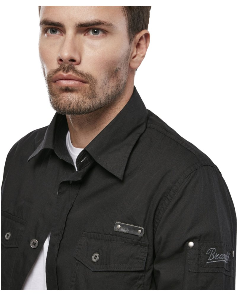 Chemise Homme SlimFit BRANDIT noire - zoom poche avant | SPECIALFORCE Chemise Homme SlimFit BRANDIT noire - zoom poche avant | SPECIALFORCE