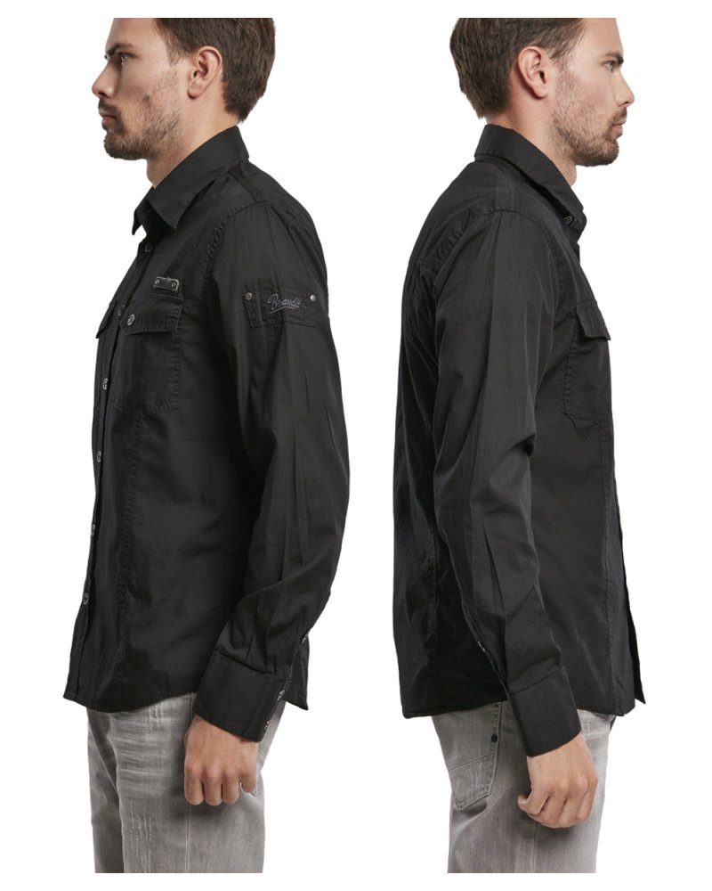 Chemise Homme SlimFit BRANDIT noire vue de chaque côté | SPECIALFORCE Chemise Homme SlimFit BRANDIT noire vue de chaque côté | SPECIALFORCE