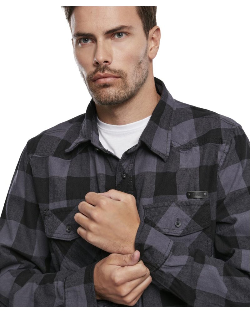 Chemise à carreaux Homme BRANDIT noir et bleu - zoom poche | SPECIALFORCE