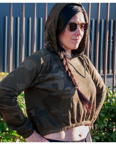 Sweatshirt à Capuche Femme Camouflage vert URBAN CLASSICS - vu capuche relevée | SPECIALFORCE