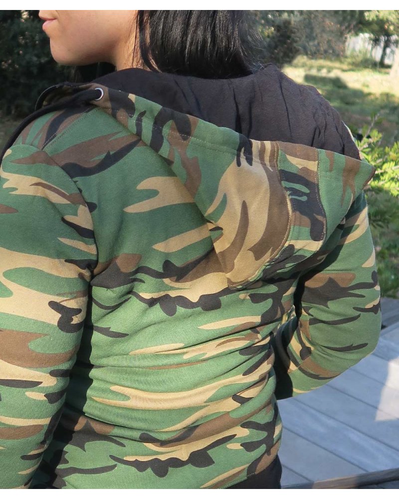 Sweatshirt Hoody Femme zippé Camouflage Forêt - zoom capuche | SPECIALFORCE Sweatshirt Hoody Femme zippé Camouflage Forêt - zoom capuche | SPECIALFORCE